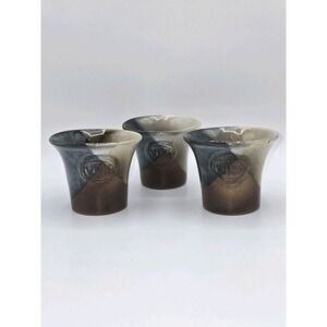 Pottery Craft USA Studio Stoneware‎ Cups Set of 3 Mid Century Drip Glaze 3"